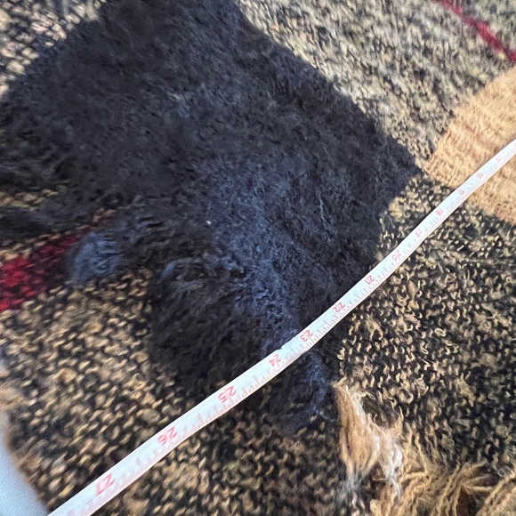 Steve Madden Turtleneck Cable Knit Fringe Poncho Cape Sweater OS Winter Fall Wo - Picture 11 of 13